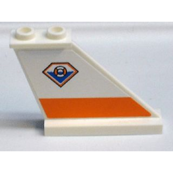 Tail 4 x 1 x 3 with Coast Guard Pattern on Right Side (Sticker) - Set 7738