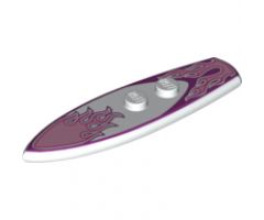 Minifigure, Utensil Surfboard Standard with Bright Pink and Dark Pink Flames on Magenta Background Pattern