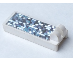 Hinge Tile 1 x 2 1/2 with 2 Fingers on Top with Glitter Space Panel Pattern (Sticker) - Sets 5125 / 6339 / 6544