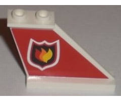 Tail 4 x 1 x 3 with Fire Logo Badge on Red Background Pattern on Right Side (Sticker) - Set 7206