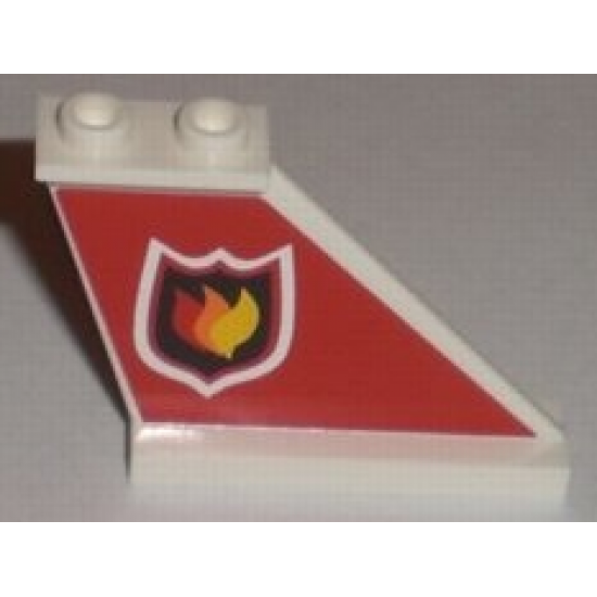 Tail 4 x 1 x 3 with Fire Logo Badge on Red Background Pattern on Right Side (Sticker) - Set 7206