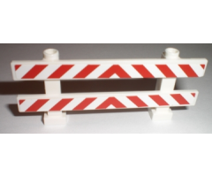 Fence 1 x 8 x 2 2/3 with Red and White Danger Stripes Pattern (Stickers) - Sets 7631 / 7632 / 7633 / 7685