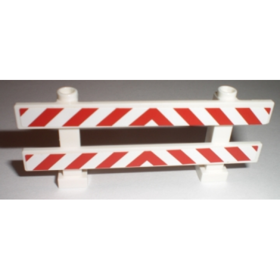 Fence 1 x 8 x 2 2/3 with Red and White Danger Stripes Pattern (Stickers) - Sets 7631 / 7632 / 7633 / 7685