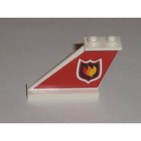 Tail 4 x 1 x 3 with Fire Logo Badge on Red Background Pattern on Left Side (Sticker) - Set 7206