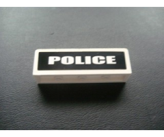 Panel 1 x 4 x 1 with White 'POLICE' on Black Background Pattern (Sticker) - Set 7236-1