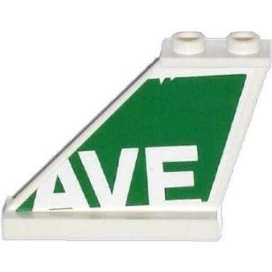 Tail 4 x 1 x 3 with White 'AVE' on Green Background Pattern on Left Side (Sticker) - Set 79120