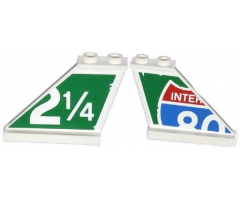 Tail 4 x 1 x 3 with Truncated Interstate 80 Sign Pattern on Right and '2 1/4' on Green Background Pattern on Left Side (Stickers) - Set 79120