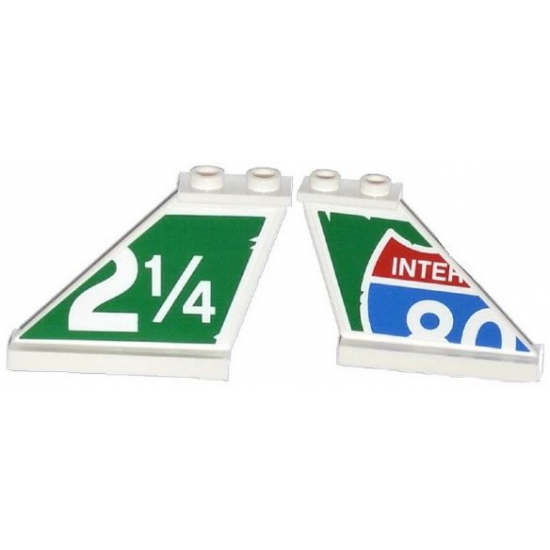 Tail 4 x 1 x 3 with Truncated Interstate 80 Sign Pattern on Right and '2 1/4' on Green Background Pattern on Left Side (Stickers) - Set 79120
