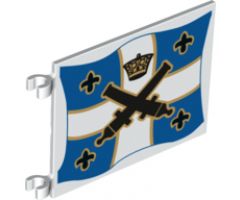 Flag 6 x 4 with Black Crossed Cannons and Crown over Blue and White Cross with Yellow Outlines Pattern on Both Sides