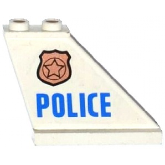 Tail 4 x 1 x 3 with Police Copper Star Badge and Blue 'POLICE' Pattern on Right Side (Sticker) - Set 60130