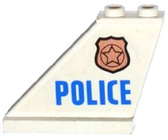 Tail 4 x 1 x 3 with Police Copper Star Badge and Blue 'POLICE' Pattern on Left Side (Sticker) - Set 60130