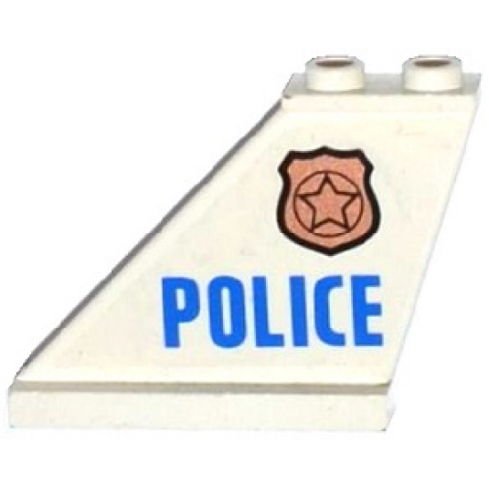 Tail 4 x 1 x 3 with Police Copper Star Badge and Blue 'POLICE' Pattern on Left Side (Sticker) - Set 60130