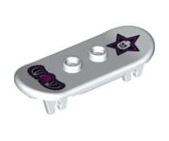 Minifigure, Utensil Skateboard with Trolley Wheel Holders with Black and Dark Pink Winged Heart and Star with Skull Pattern