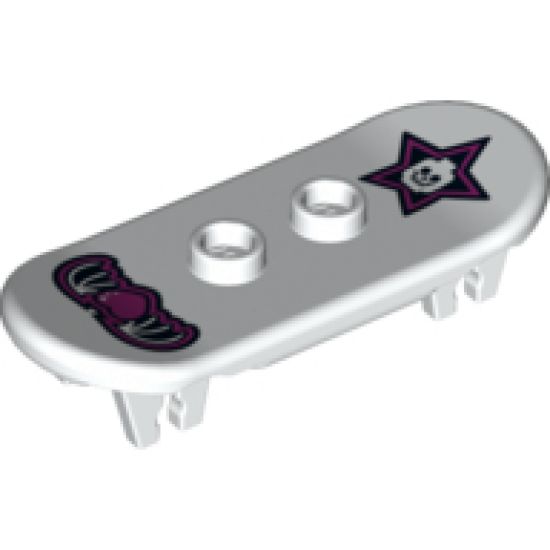 Minifigure, Utensil Skateboard with Trolley Wheel Holders with Black and Dark Pink Winged Heart and Star with Skull Pattern