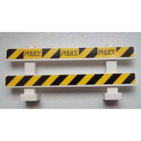 Fence 1 x 8 x 2 2/3 with Black 'POLICE' on Black and Yellow Danger Stripes Pattern (Stickers) - Set 60007