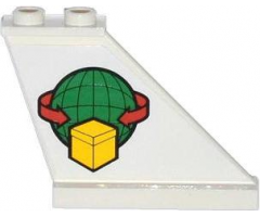 Tail 4 x 1 x 3 with Box and Arrows and Globe Pattern on Right Side (Sticker) - Set 60021