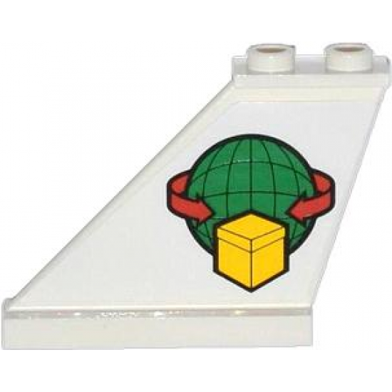 Tail 4 x 1 x 3 with Box and Arrows and Globe Pattern on Left Side (Sticker) - Set 60021