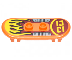 Minifigure, Utensil Skateboard with Trolley Wheel Holders with Yellow Flames and Silver Foot Plates Pattern (Sticker) - Set 70592