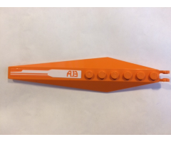 Hinge Plate 3 x 12 with Angled Side Extensions and Tapered Ends with Orange 'A.13' Pattern (Sticker) - Set 8108