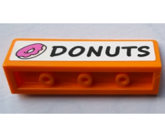 Panel 1 x 4 x 1 with Dark Pink Donut and Black 'DONUTS' Pattern (Sticker) - Set 71016
