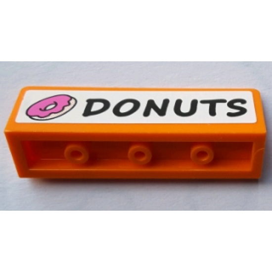 Panel 1 x 4 x 1 with Dark Pink Donut and Black 'DONUTS' Pattern (Sticker) - Set 71016