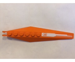 Hinge Plate 3 x 12 with Angled Side Extensions and Tapered Ends with Orange Quad Wing Pattern (Sticker) - Set 8108