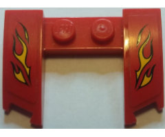 Wedge 3 x 4 x 2/3 Cutout with Yellow Flames on Red Background Pattern (Stickers) - Set 60027