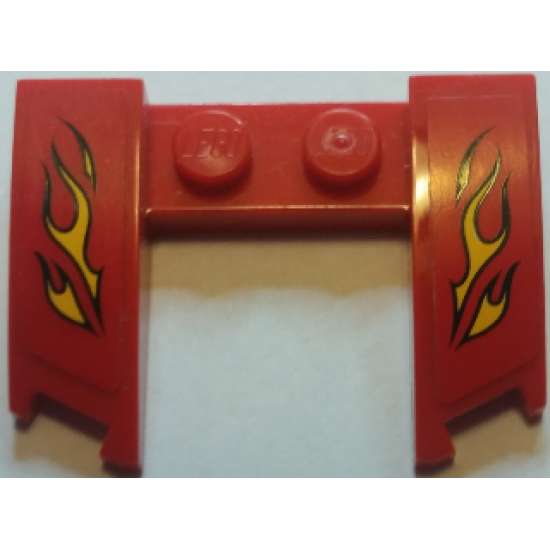 Wedge 3 x 4 x 2/3 Cutout with Yellow Flames on Red Background Pattern (Stickers) - Set 60027