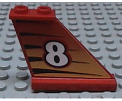Tail 4 x 1 x 3 with White Number 8 on Tiger Stripes Background Pattern on Right Side (Sticker) - Set 8229