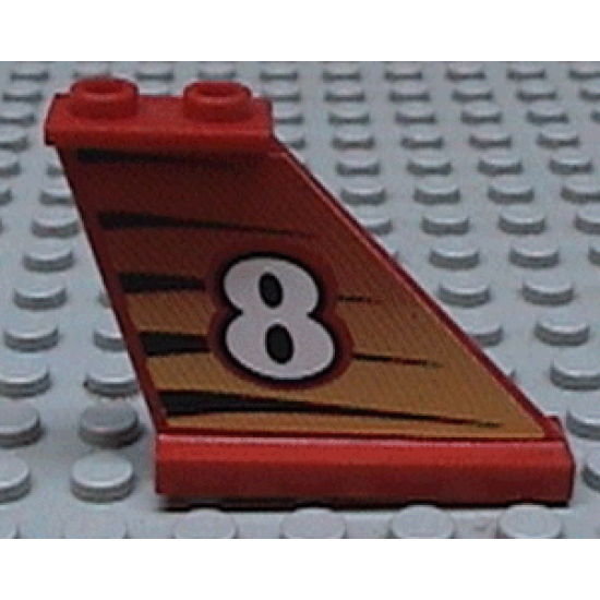Tail 4 x 1 x 3 with White Number 8 on Tiger Stripes Background Pattern on Right Side (Sticker) - Set 8229