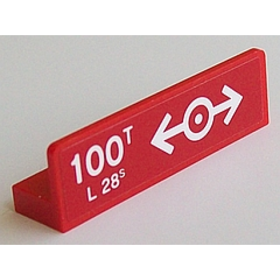 Panel 1 x 4 x 1 with White '100T', 'L 28S' and Train Logo Pattern (Sticker) - Set 60098