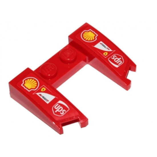 Wedge 3 x 4 x 2/3 Cutout with Shell, ups and Scuderia Ferrari Logos Pattern (Stickers) - Set 40190