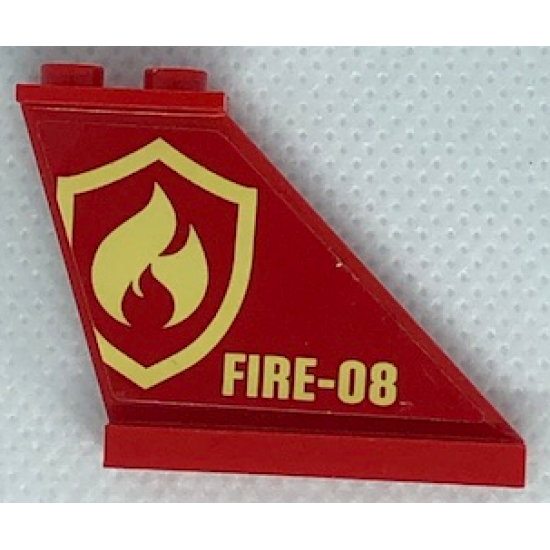 Tail 4 x 1 x 3 with Bright Light Yellow and Red Fire Logo Badge and 'FIRE-08' Pattern on Both Sides (Stickers) - Set 60216