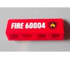 Panel 1 x 4 x 1 with Black and Yellow Fire Logo Badge and 'FIRE 60004' Pattern Model Right Side (Sticker) - Set 60004