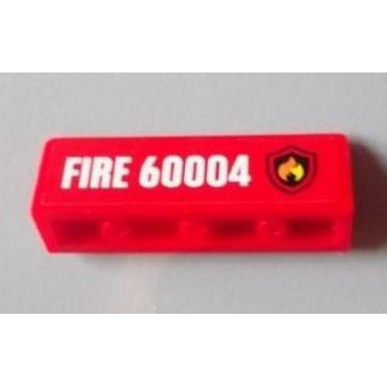 Panel 1 x 4 x 1 with Black and Yellow Fire Logo Badge and 'FIRE 60004' Pattern Model Right Side (Sticker) - Set 60004