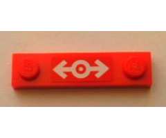 Plate, Modified 1 x 4 with 2 Studs without Groove with Train Logo White Pattern (Sticker) - Set 3677
