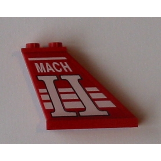 Tail 4 x 1 x 3 with 4 White Stripes and 'MACH II' Pattern on Both Sides (Stickers) - Set 5591