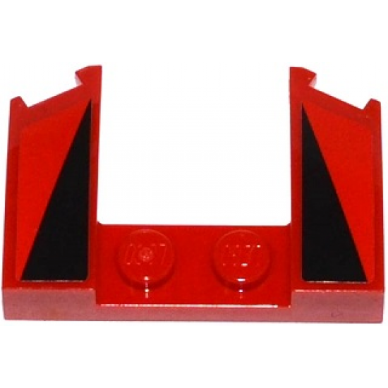 Wedge 3 x 4 x 2/3 Cutout with 2 Black Triangles on Red Background Pattern (Stickers) - Set 75899
