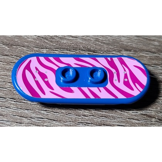 Minifigure, Utensil Skateboard with Trolley Wheel Holders with Magenta / Bright Pink Tiger Stripes Pattern (Sticker) - Set 41058