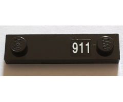 Plate, Modified 1 x 4 with 2 Studs without Groove with White '911' Pattern on Right (Sticker) - Set 71016