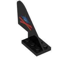 Tail with Rounded Top, Aquazone Aquashark Blue Shark with Red 'X' Pattern