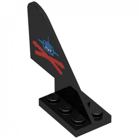 Tail with Rounded Top, Aquazone Aquashark Blue Shark with Red 'X' Pattern