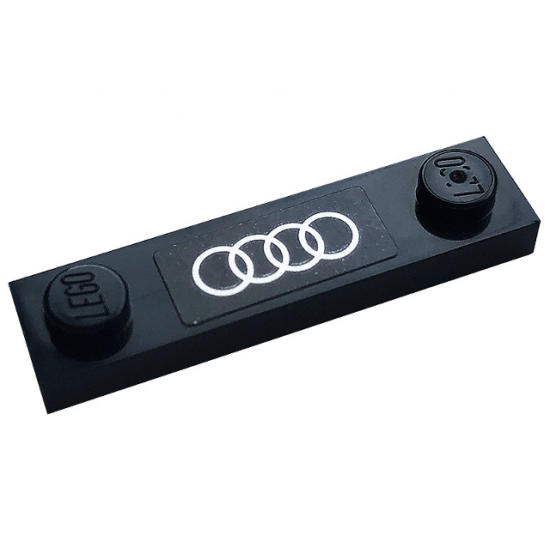 Plate, Modified 1 x 4 with 2 Studs without Groove with Audi Logo Pattern (Sticker) - Set 76897