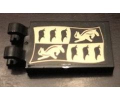 Tile, Modified 2 x 3 with 2 Clips with Hufflepuff Banner Pattern (Sticker) - Set 71043