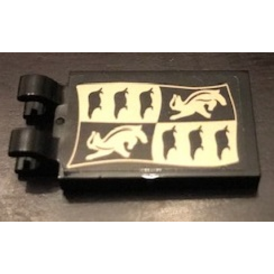 Tile, Modified 2 x 3 with 2 Clips with Hufflepuff Banner Pattern (Sticker) - Set 71043