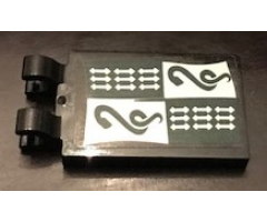 Tile, Modified 2 x 3 with 2 Clips with Slytherin Banner Pattern (Sticker) - Set 71043