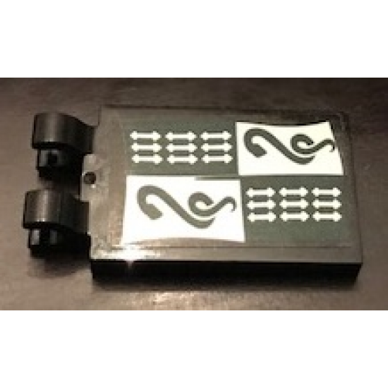 Tile, Modified 2 x 3 with 2 Clips with Slytherin Banner Pattern (Sticker) - Set 71043