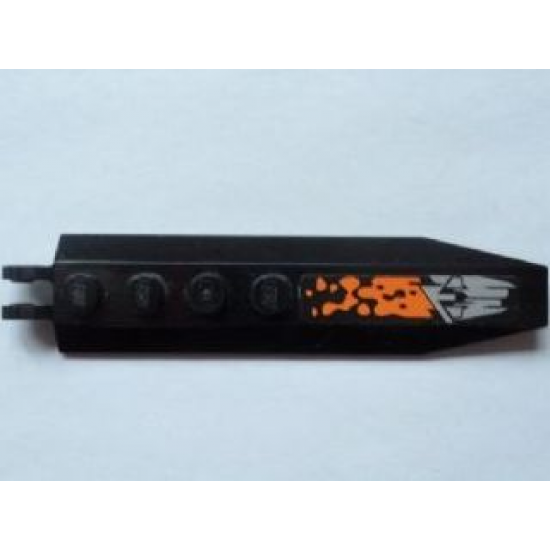 Hinge Plate 1 x 8 with Angled Side Extensions with Orange and Silver Pattern Model Left Side (Sticker) - Set 8112