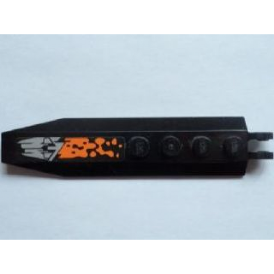 Hinge Plate 1 x 8 with Angled Side Extensions with Orange and Silver Pattern Model Right Side (Sticker) - Set 8112