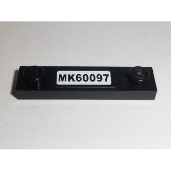 Plate, Modified 1 x 4 with 2 Studs without Groove with 'MK60097' License Plate Pattern (Sticker) - Set 60097